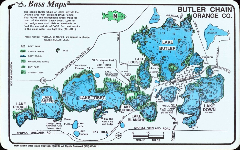 Butler Chain Of Lakes | Home &amp;gt; Florida - Bass Maps &amp;gt; Orlando Area - Florida Fishing Lakes Map