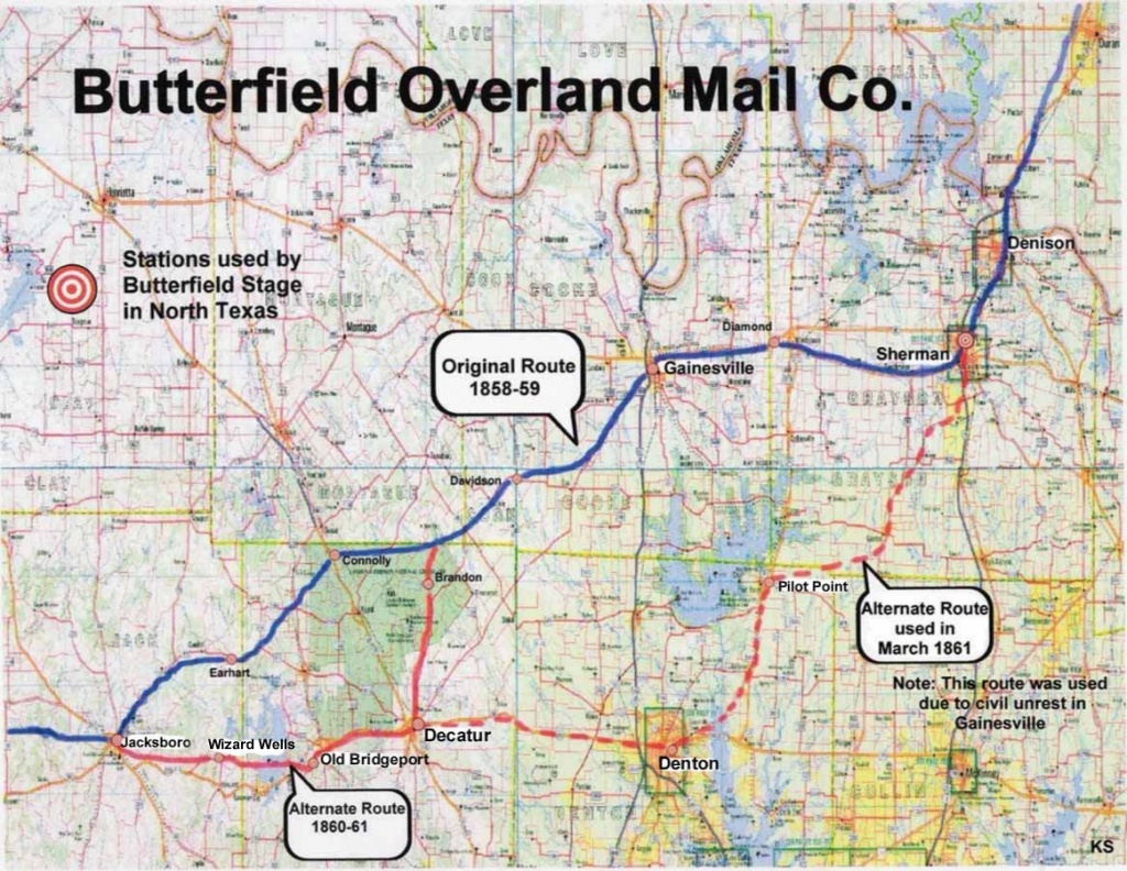 Butterfield Overland Mail Company - Bridgeport Texas Map