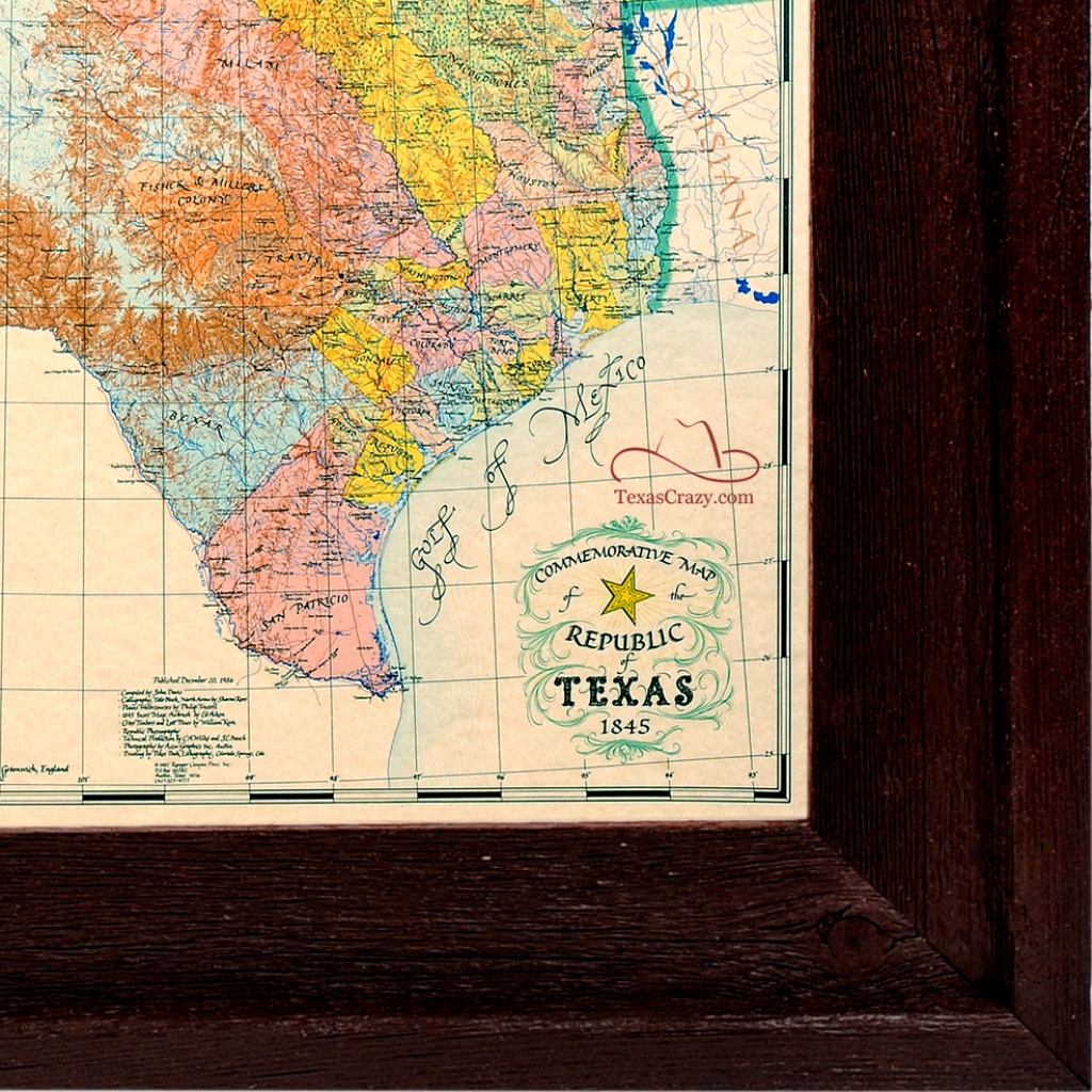 Buy Republic Of Texas Map 1845 Framed - Historical Maps And Flags - Framed Texas Map