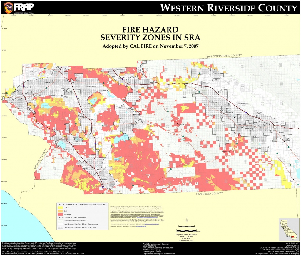 Cal Fire – Riverside County (West) Fhsz Map Inside Map Of Southern - Riverside California Fire Map