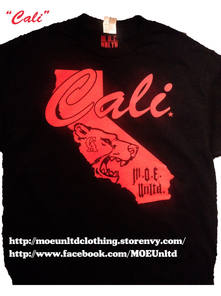 Cali Men&amp;#039;s Black/red T-Shirt From M.o.e. Unltd. Clothing - California Map T Shirt