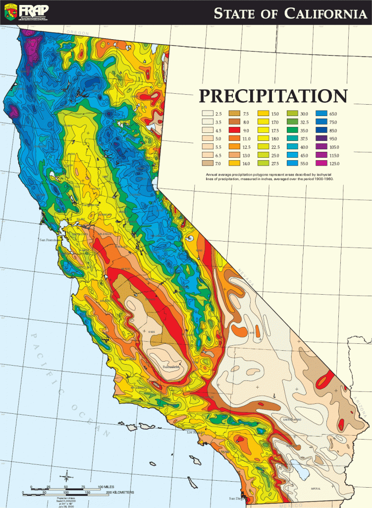 California Average Annual Precipitation Map - Full Size - California Weather Map