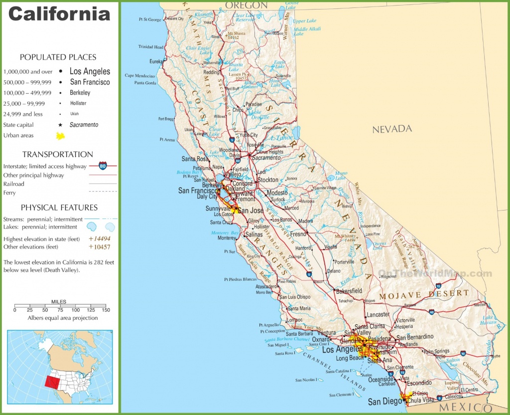 California Highway Map - California Landforms Map