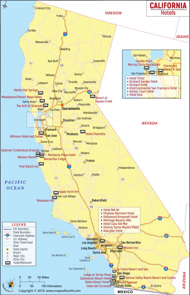 California Hotels Map, List Of Hotels In California - California Hotel Map