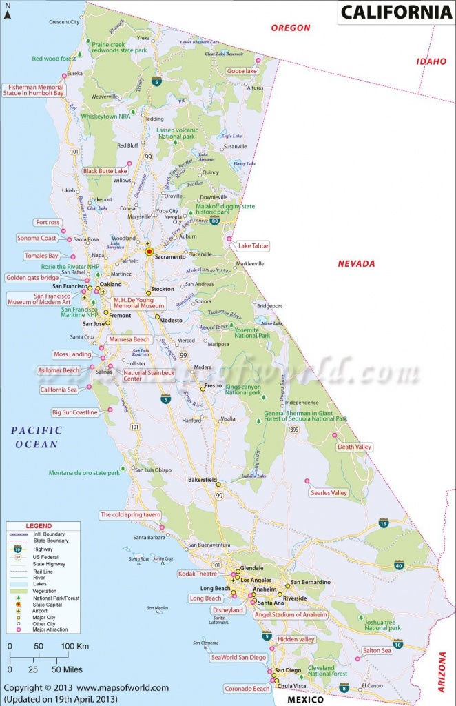 California Map, 3Rd Largest State In The Us Having Area Of 163,696 - Map Of California Anaheim Area