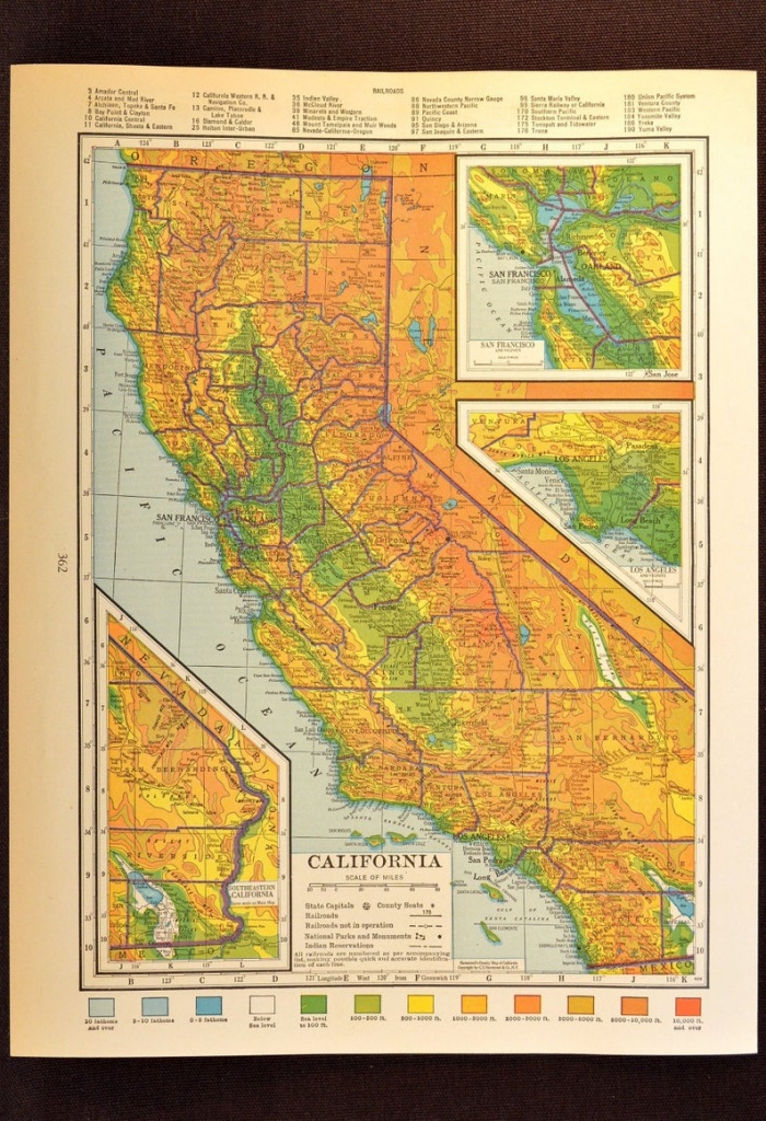 California Map Of California Topographic Map Wall Art Decor | Etsy - California Topographic Map