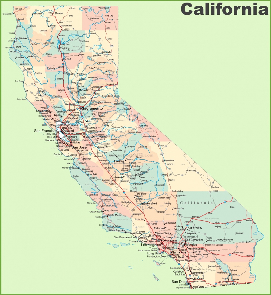 California Map Of Counties And Cities And Travel Information - Full Map Of California