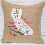 California Map Pillow California Burlap Pillow Burlap | Etsy   California Map Pillow