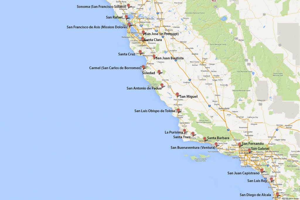 California Missions Map: Where To Find Them - Google Maps Santa Cruz California