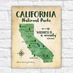 California National Parks Map Adventure Travel Mountains | Etsy   California National Parks Map