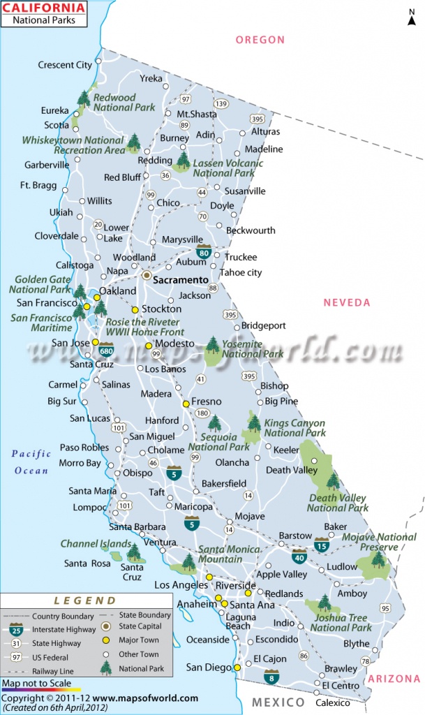 California National Parks Map, List Of National Parks In California - Map Of California National Parks And Monuments