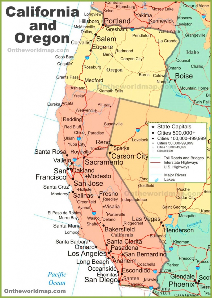 California Oregon Map | Fysiotherapieamstelstreek - California Oregon Washington Road Map