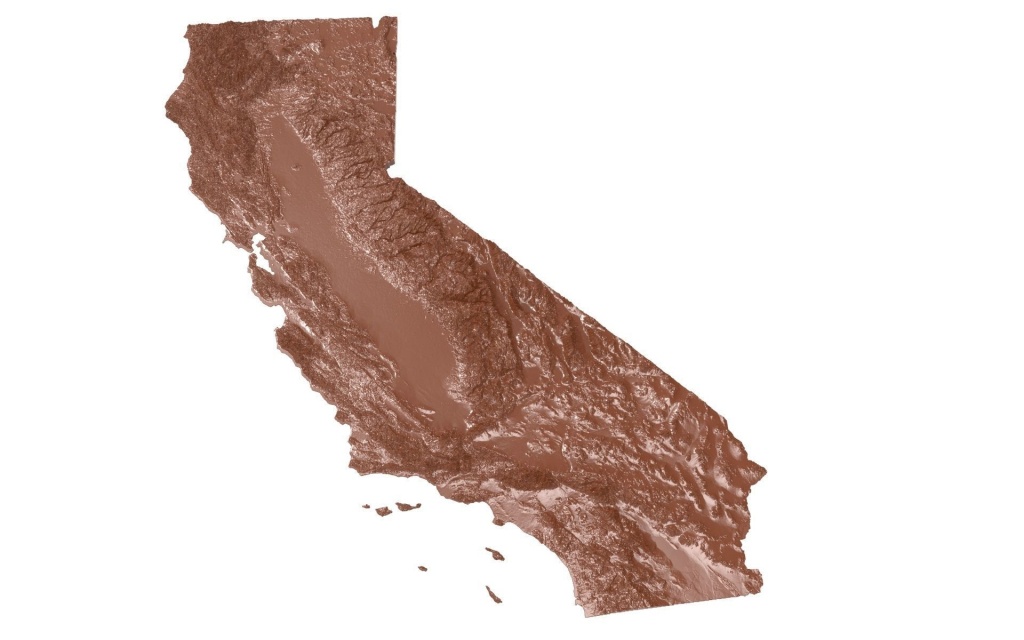 California Relief Map Usa 3D Print Model | Cgtrader - California Relief Map Printable