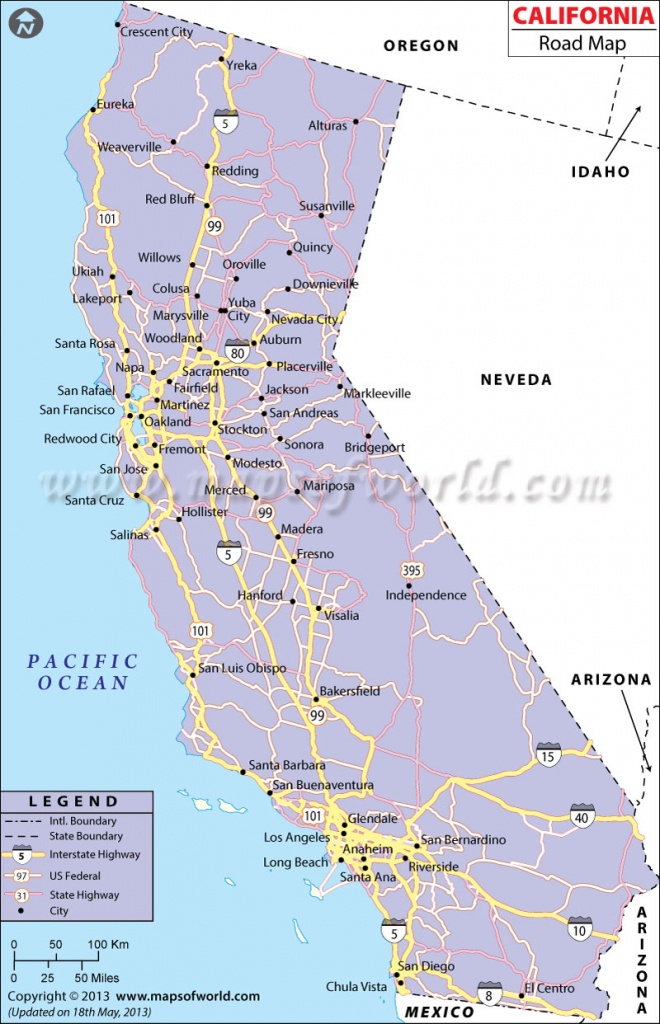 California Road Map, California Highway Map - California Coast Map 101