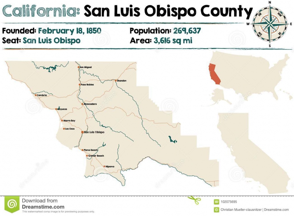 California - San Luis Obispo County Map Stock Vector - Illustration - San Luis Obispo California Map