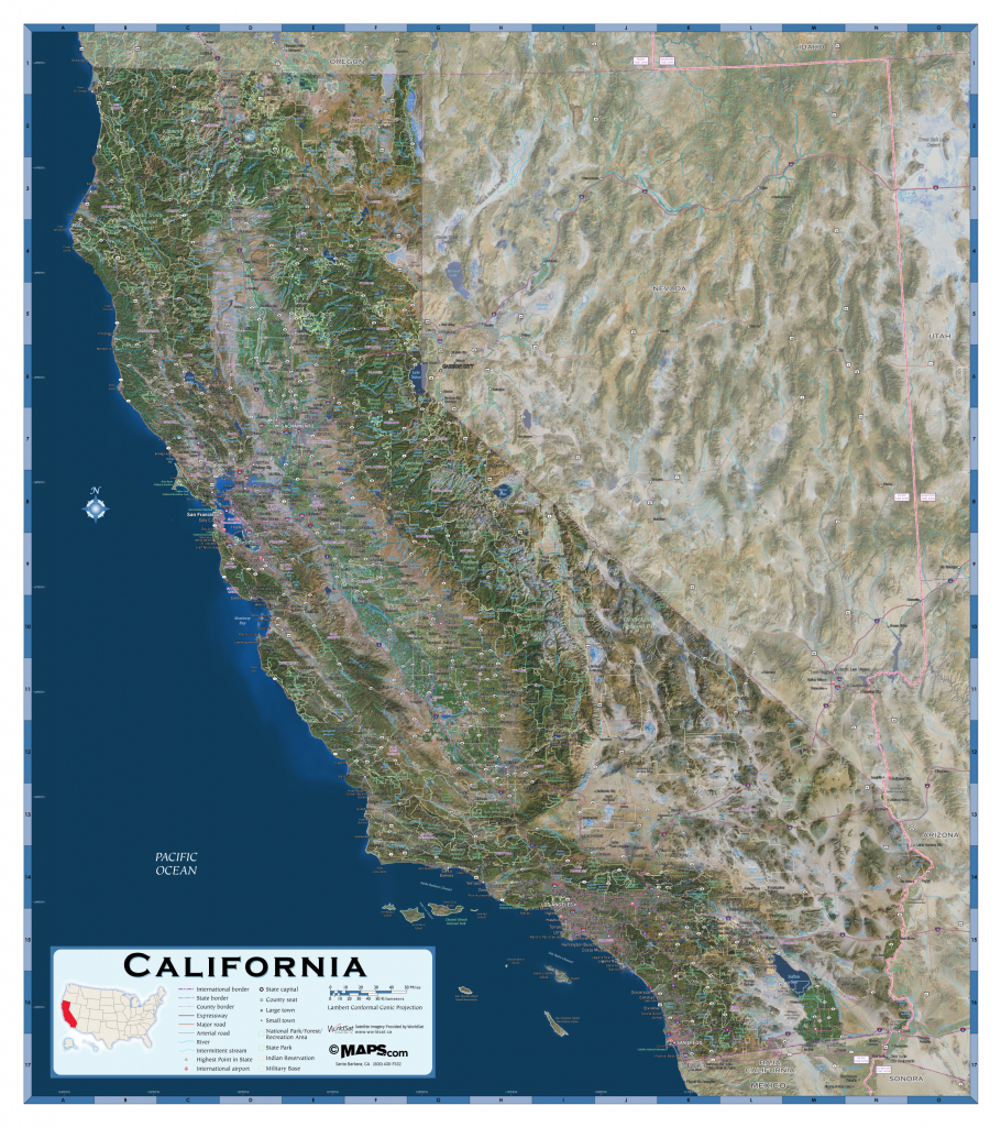 California Satellite Wall Map - Maps - Satellite Map Of California