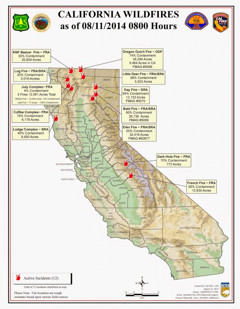 California Smoke Information: Monday, August 11, 2014 - Current Map - Active Fire Map California