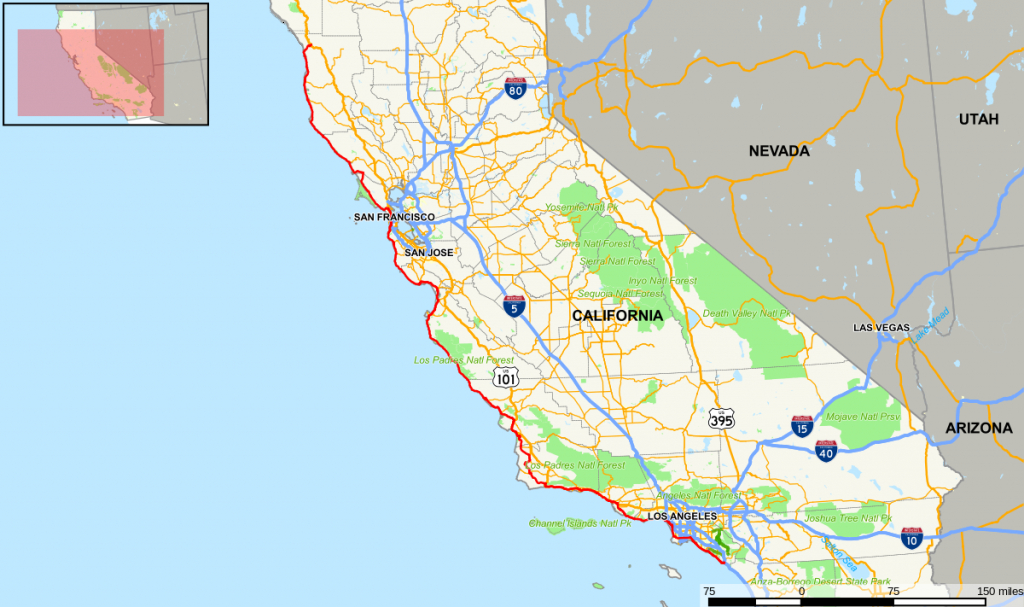 California State Route 1 - Wikipedia - Driving Map Of California With Distances