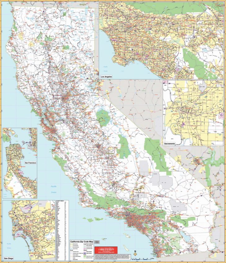 California State Wall Map W Zip Codes Kappa Map Group Southern