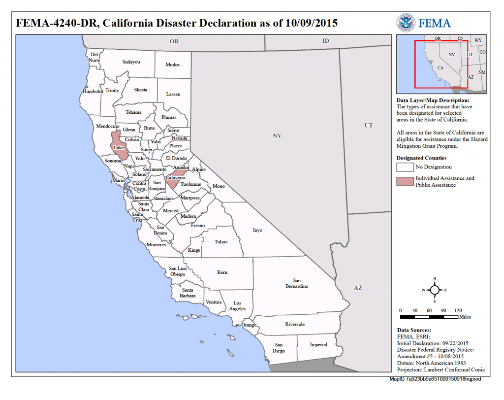 California Valley Fire And Butte Fire (Dr-4240) | Fema.gov - State Of California Fire Map