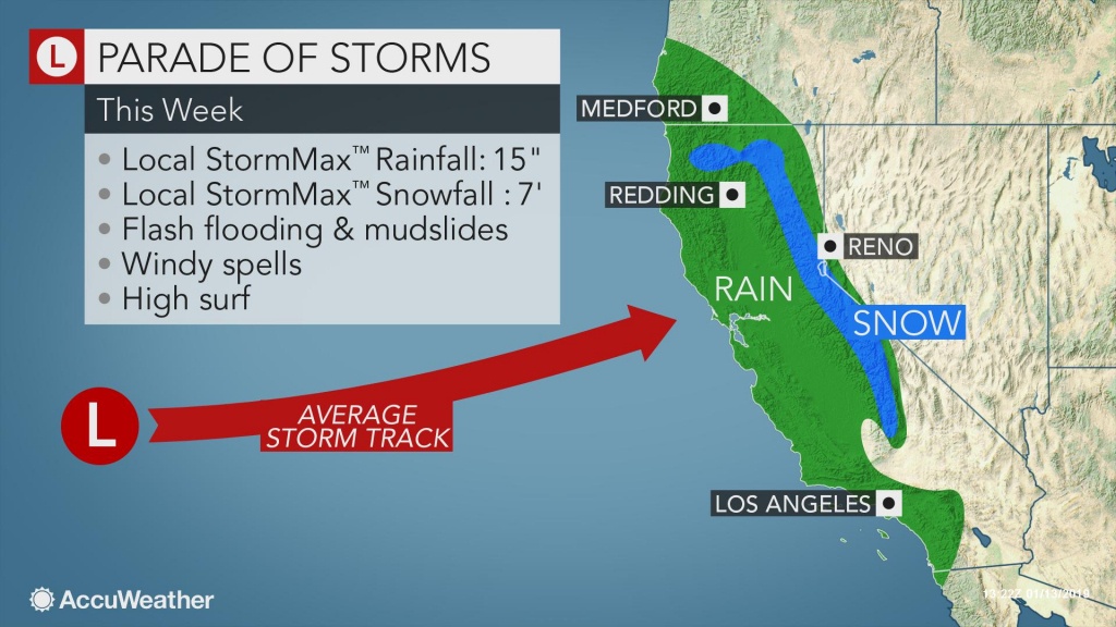 Californians To Face Relentless Wet, Snowy Weather Through The Week - California Snow Map