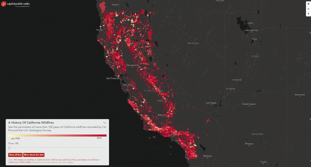 California&amp;#039;s Wildfire History – In One Map | Watts Up With That? - 2018 California Fire Map