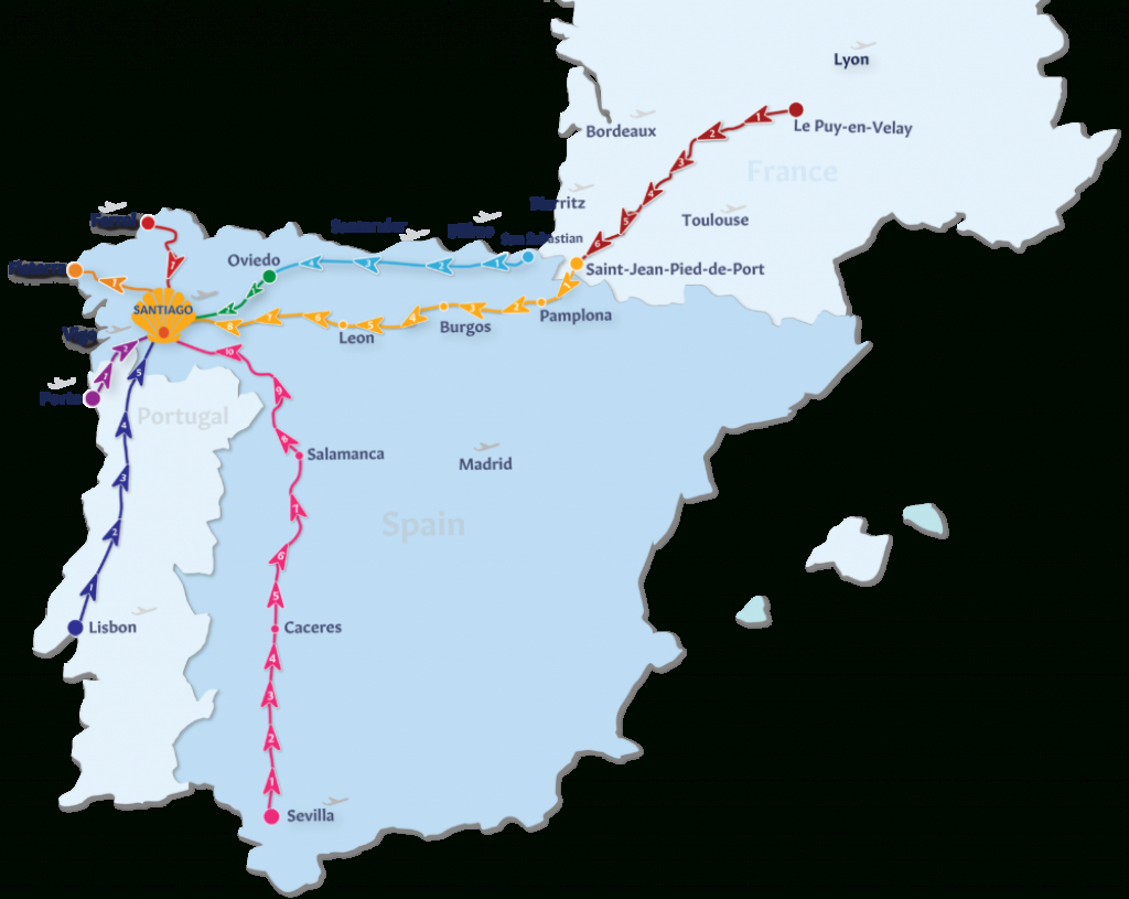 Camino De Santiago Routes | Follow The Camino - Printable Map Of Camino De Santiago