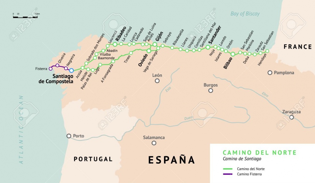 Camino Del Norte Map. Camino De Santiago Or The Way Of St.james - Printable Map Of Camino De Santiago