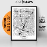 Campbell California Map Campbell City Print Campbell Poster | Etsy   Campbell California Map