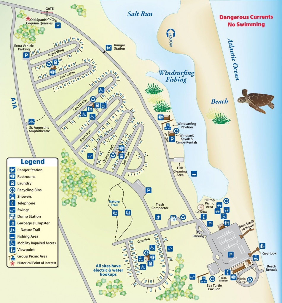 Campground Map Anastasia State Park | Florida | Florida Camping - Florida Camping Map