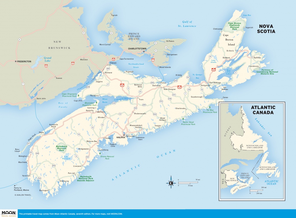 Canada Nova Scotia Map And Travel Information | Download Free Canada - Printable Map Of Nova Scotia