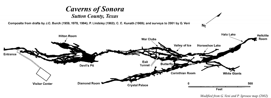 Caverns Of Sonora | Texas Speleological Survey | Tss | Cave Records - Caves In Texas Map