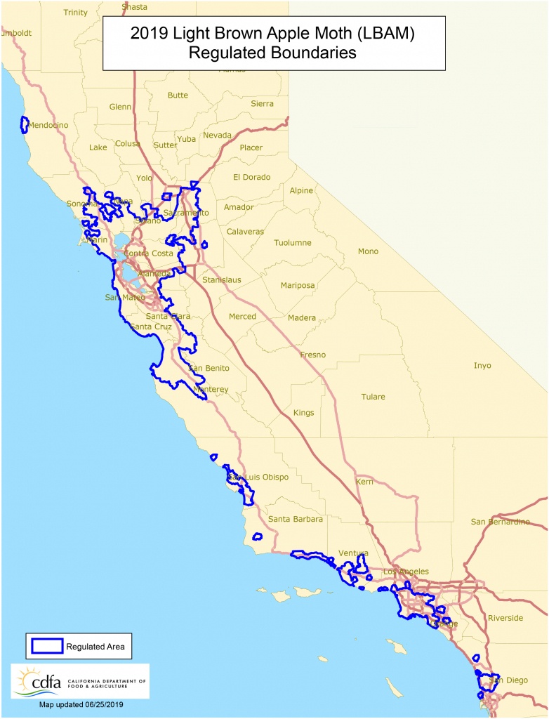 Cdfa - Plant Health - Light Brown Apple Moth (Lbam) - California 511 Map