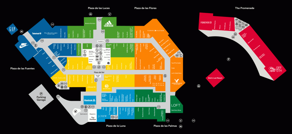 Center Map For Orlando Vineland Premium Outlets® - A Shopping Center - Florida Outlet Malls Map