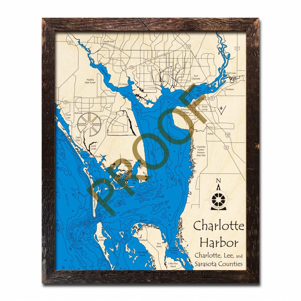 Charlotte Harbor, Florida Wood Maps | Topographic Nautical Charts - Charlotte Harbor Florida Map