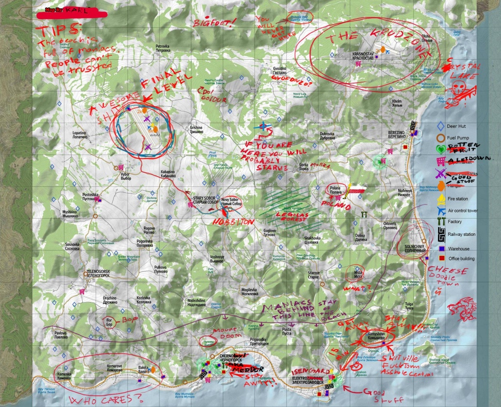 Chernarus Map With Annotations - Dayz Tv - Printable Dayz Standalone Map