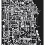 Chicago Illinois Screen Print Where The Buildings | Etsy   Printable Map Of Downtown Chicago Streets