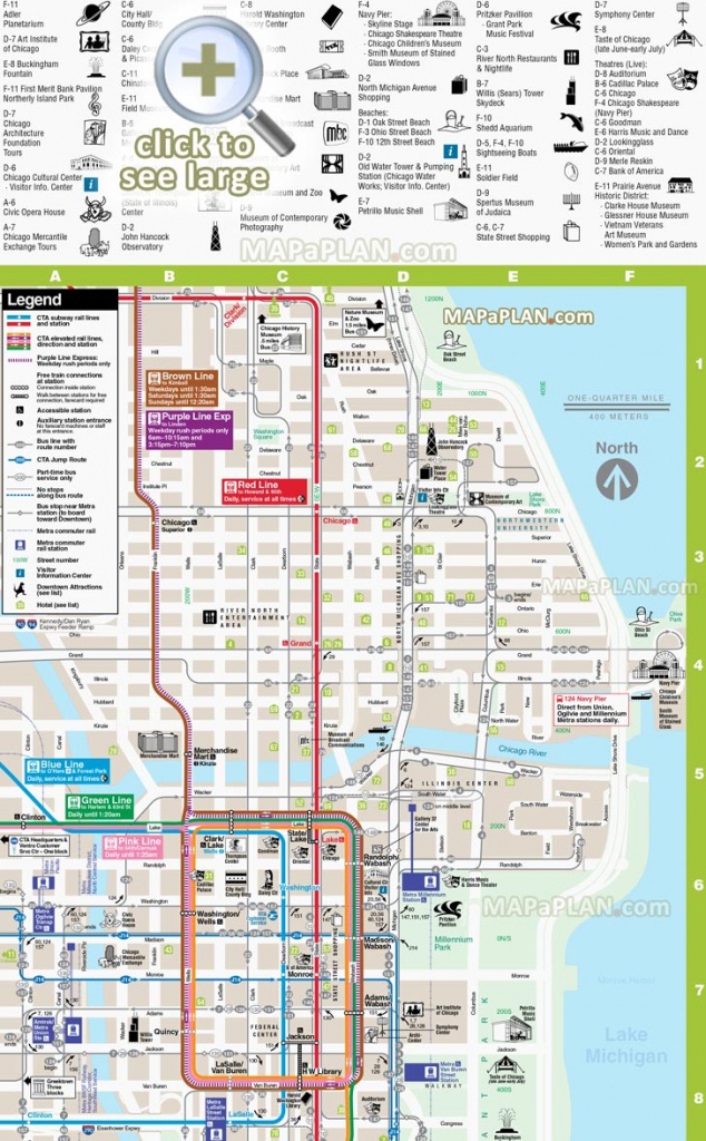 Chicago Maps - Top Tourist Attractions - Free, Printable City Street Map - Chicago City Map Printable