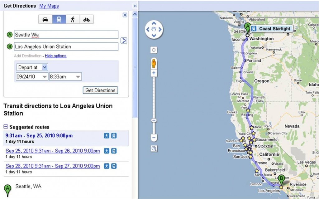 Coast Starlight On Google Transit – Railpac - Amtrak California Coast Map