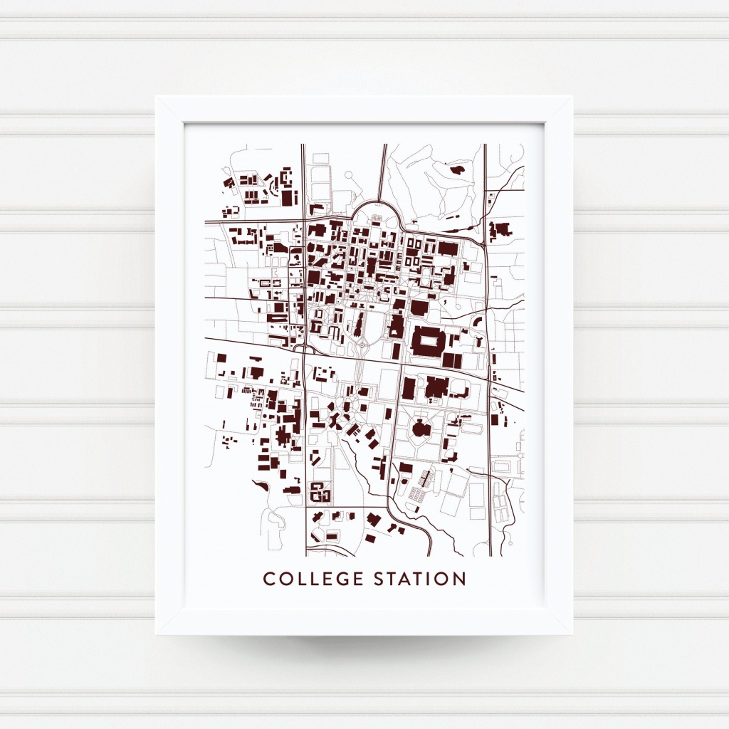 College Station Tx Map Print / Texas A&amp;amp;m University Gifts / | Etsy - College Station Texas Map