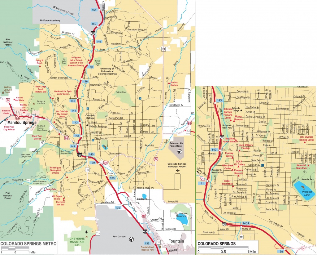 Colorado Springs Road Map - Printable Map Of Colorado Springs