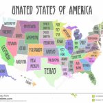 Colored Poster Map Of United States Of America With State Names   Printable Map Of The United States Of America
