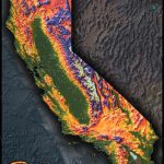Colorful California Map | Topographical Physical Landscape   3D Map Of California