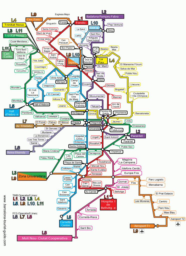 Colour Barcelona Metro Map In English|Download &amp;amp; Print Pdf - Printable Metro Map