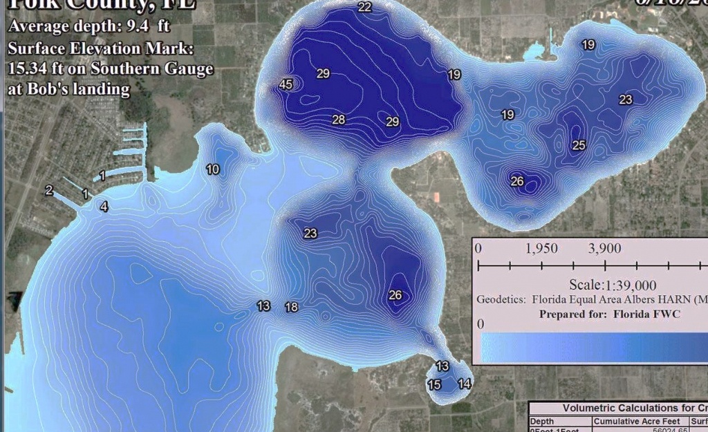 Contour Lake Maps Of Florida Lakes - Bathymetric Maps, Boat Ramp - Florida Fishing Lakes Map