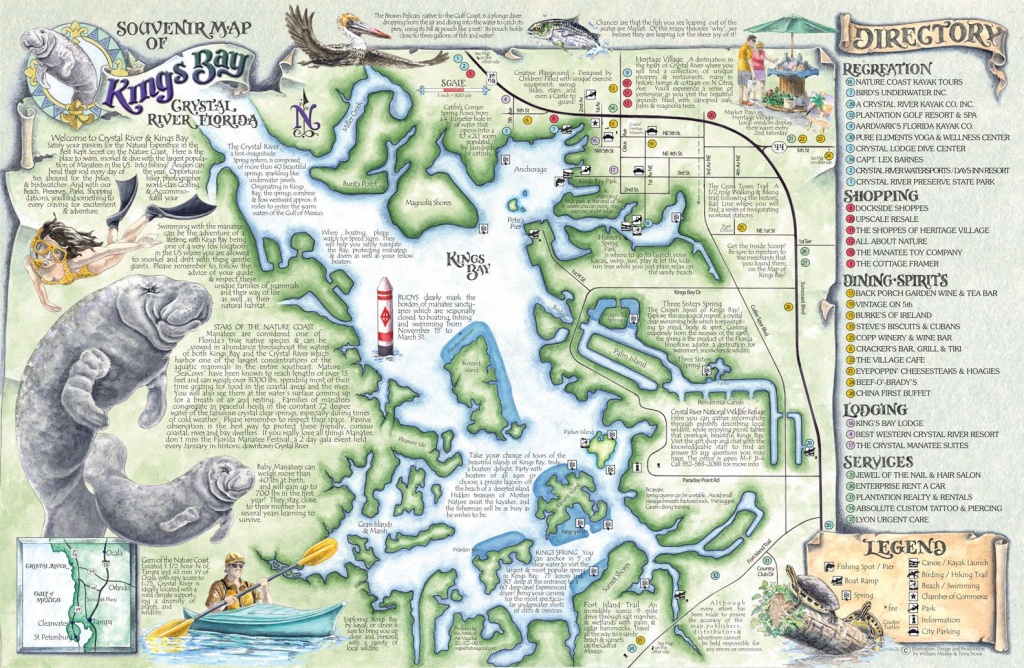 Crystal River&amp;#039;s Spring Maps | The Souvenir Map &amp;amp; Guide Of Kings Bay - Springs Map Florida