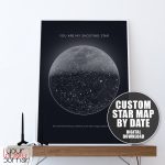 Custom Sky Map Printable Wall Art, Night Sky Map Print, Anniversary   Printable Star Map By Date