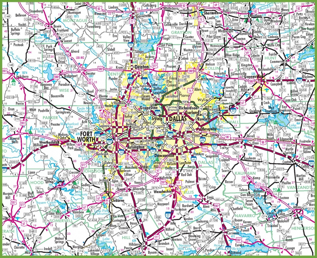 Dallas Area Road Map - Printable Map Of Dallas Fort Worth Metroplex