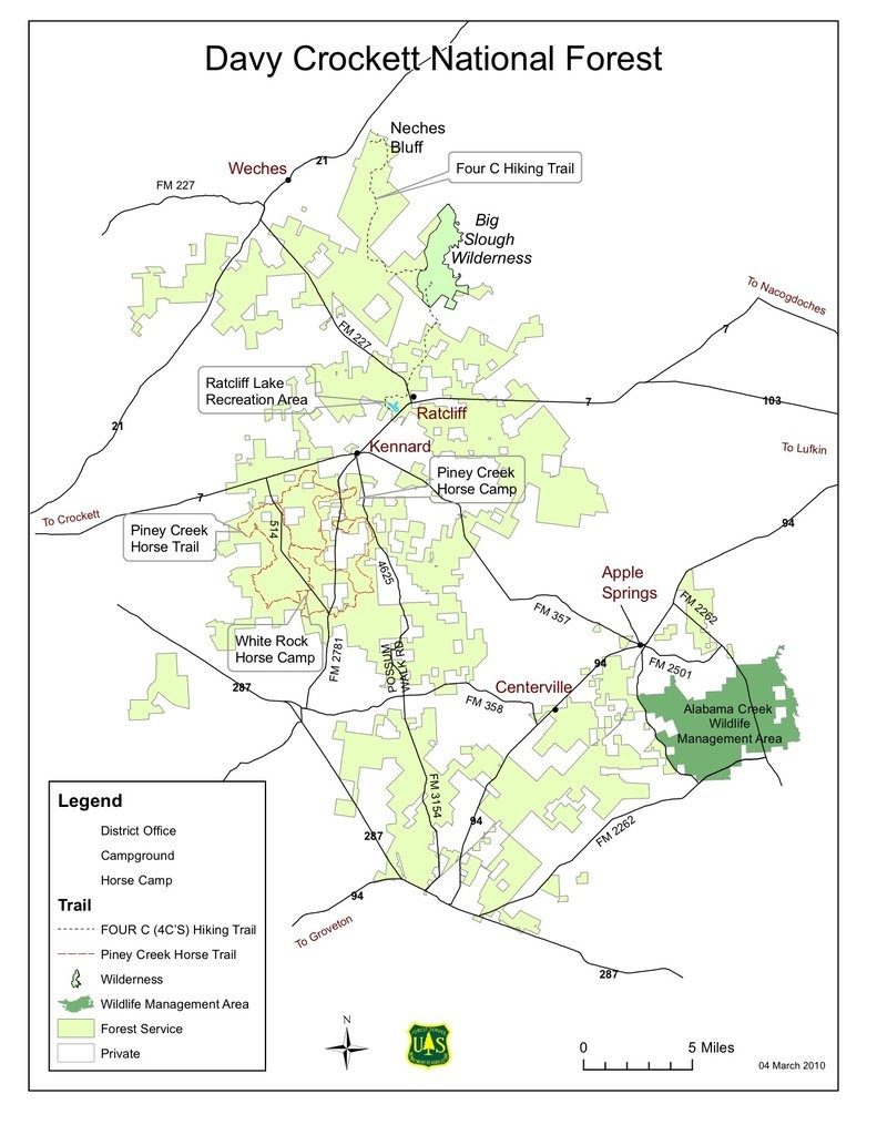 Davy Crockett National Forest - Maplets - Crockett Texas Map