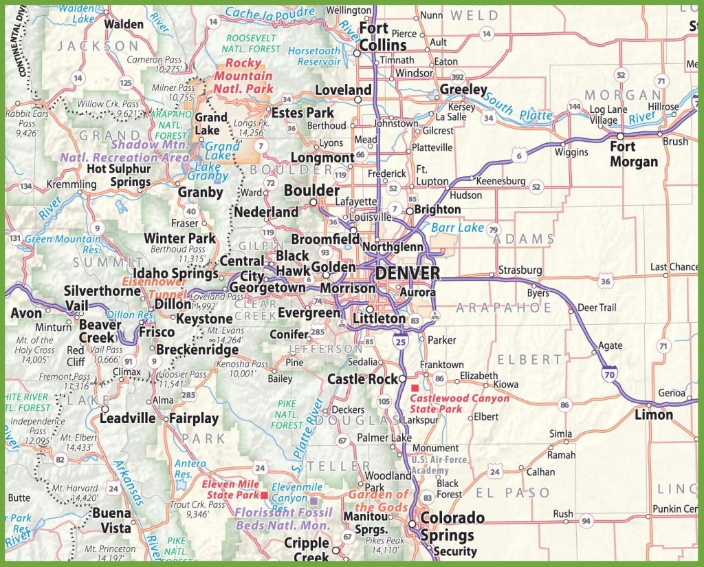 Denver Area Road Map - Denver City Map Printable